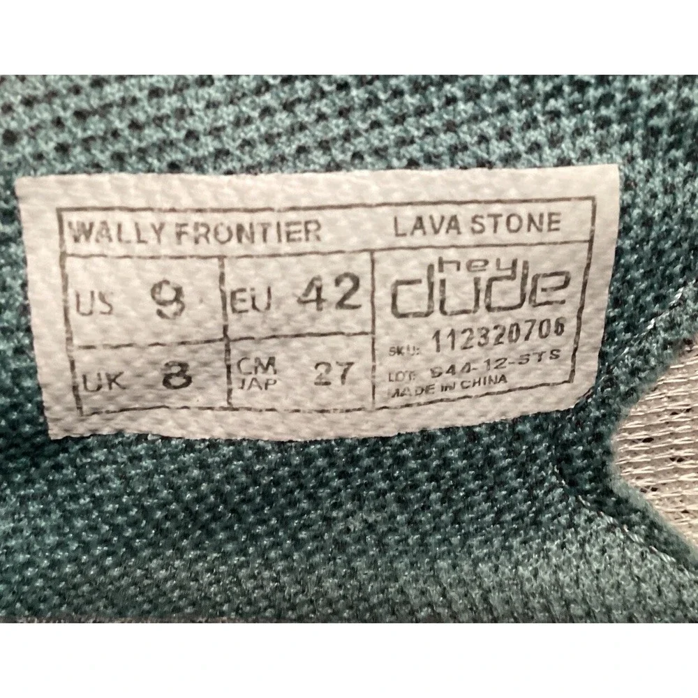 Hey Dude Wally Frontier Lava Stone Blue Gray Slip On Sneakers Men's Size 9 US